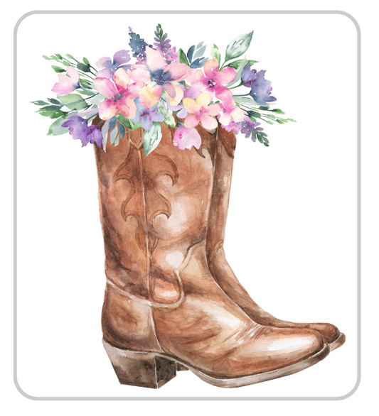 Floral Cowboy Boot Sticker