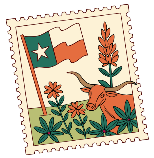 Texas Longhorn Stamp Sticker